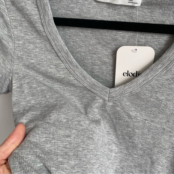 Nordstrom Elodie Grey Ribbed V-Neck Bodysuit - Picture 3 of 4